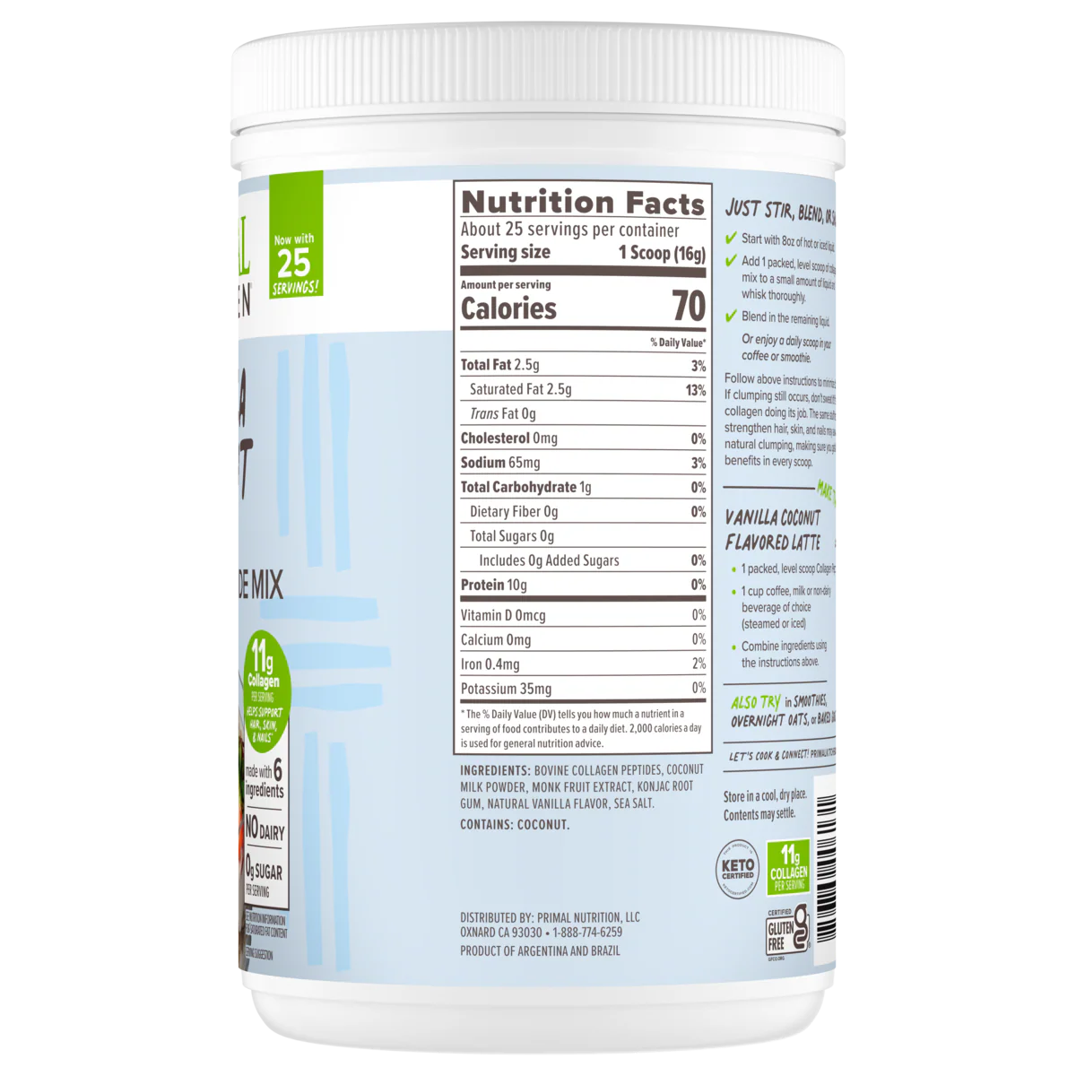 Vanilla Coconut Flavored Collagen Peptide Mix